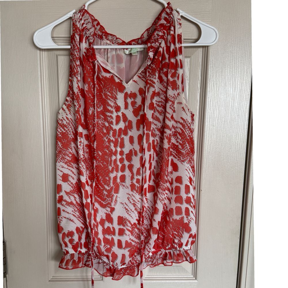 Jade Melody Tap Women's Blouse In Orange White Size Xs Sleeveless/Y1
